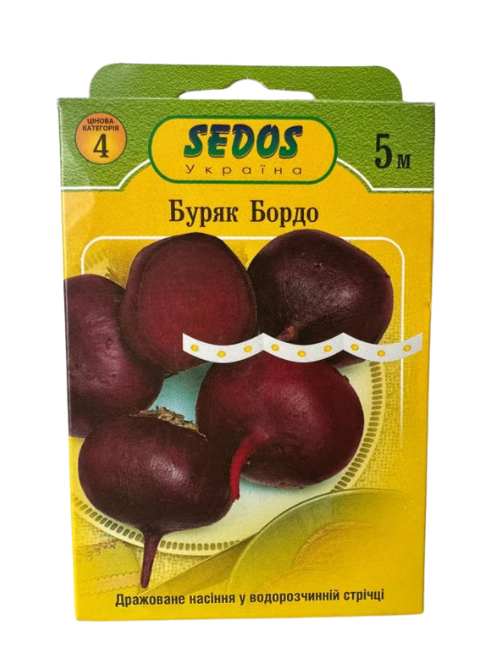 Буряк столовий Бордо на стрічці 5 м. (150 насінин)
