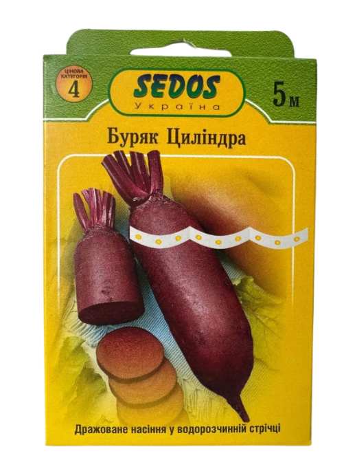 Буряк столовий Циліндра на стрічці 5 м. (150 насінин)